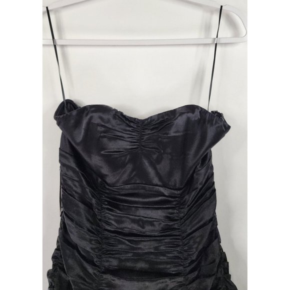 Express Dress Womens 4 Black Draped Strapless Silk Mini Dress - Picture 6 of 15